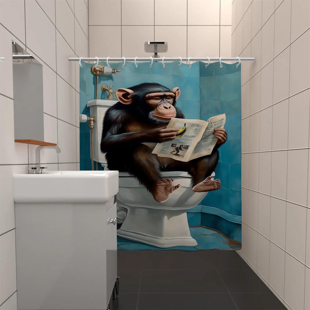 Humorystyczna zasłona prysznicowa z małpką: Odkryj osobliwy design, miękki materiał i radosną atmosferę dla Twojej wyjątkowej łazienki.