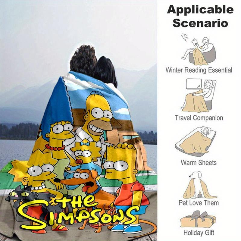 Coperta Cartoon I Simpson, Coperta Corta in Peluche Carina e Calda, Decorazione Casa Soggiorno Divano Quattro Stagioni Viaggio