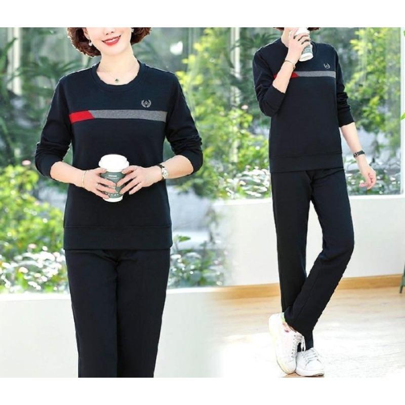 Sportswear Suit for Middle-aged and Elderly Women's Spring and Autumn Mom's Fashion Running and Casual Two-piece Set