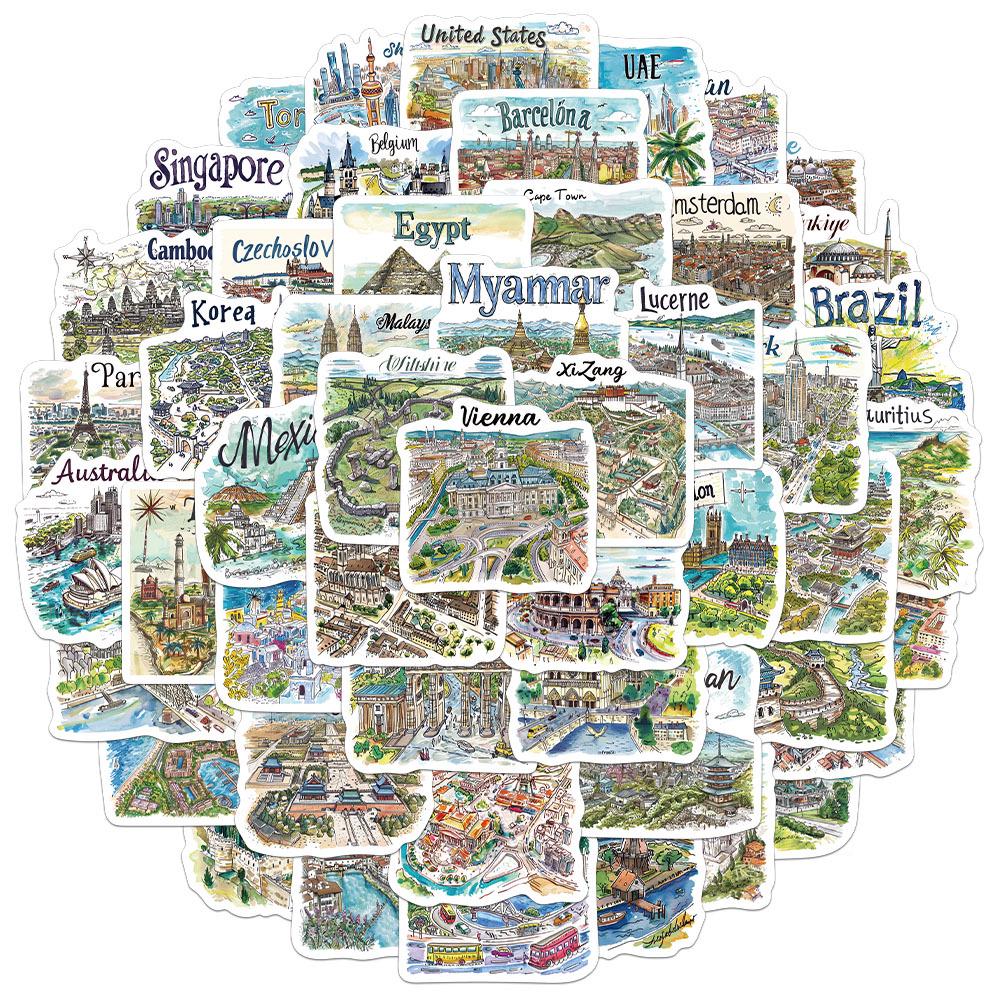 

50 Creative Travel Map Stickers for DIY Phone and Laptop Decoration