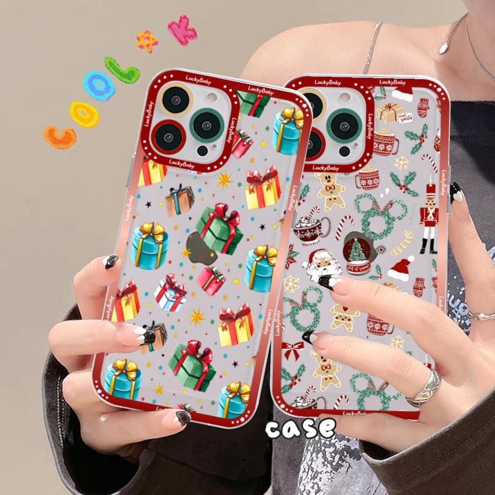Christmas Cartoon New Year Gift Phone Case For iPhone 16 15 14 13 12 11 Pro Max XS X XR Mini Protective Cover