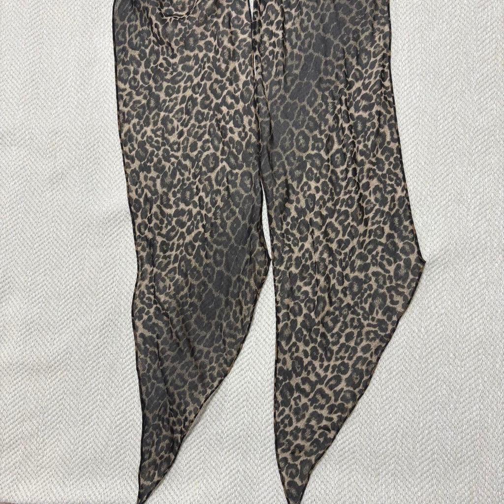 Used [Rare] SAINT LAURENT Hedi Era Leopard Silk Scarf Stole