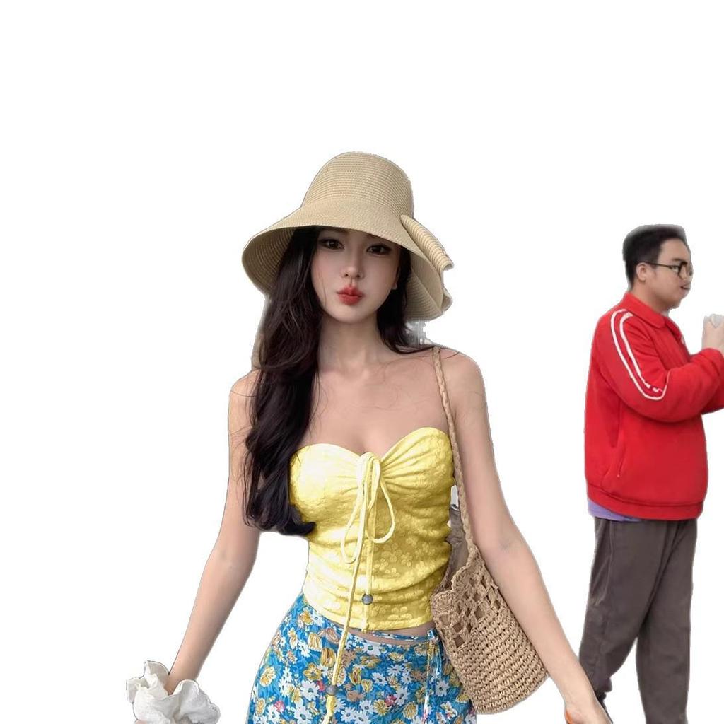 Women's Thailand Beach Resort Floral Two-Piece: White Bandeau Top & Skirt Set