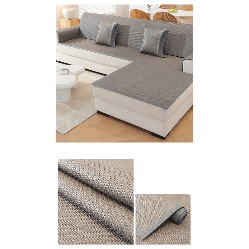 Summer Sofa Cover Cushion Pad Cooling Mat Rattan Seat Ice Silk Non Slip Universal Chaise Lounge Sofa Protector