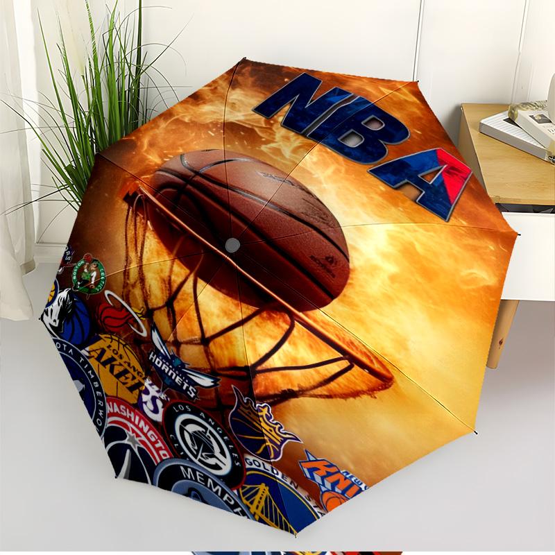 NBA Print Automatic Open Close Umbrella, Portable Foldable Umbrella, for Outdoor Commute Camping Trip, Ideal Birthday Gift