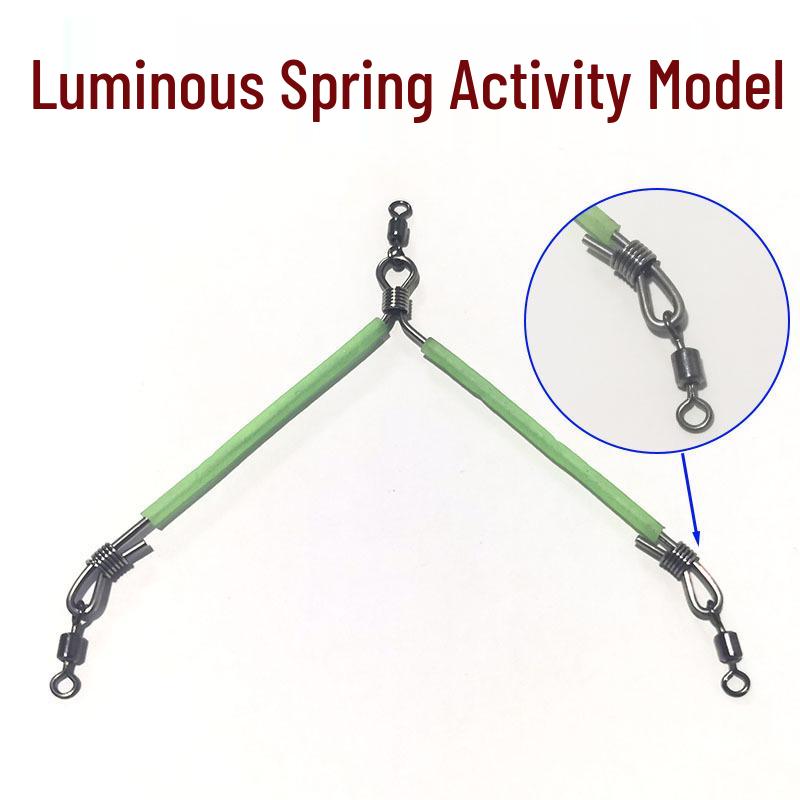 Trippelkrok Y-formad Fiskelina Delare med Lysande Nattljus – Förtjockad Ståltråd Rigg