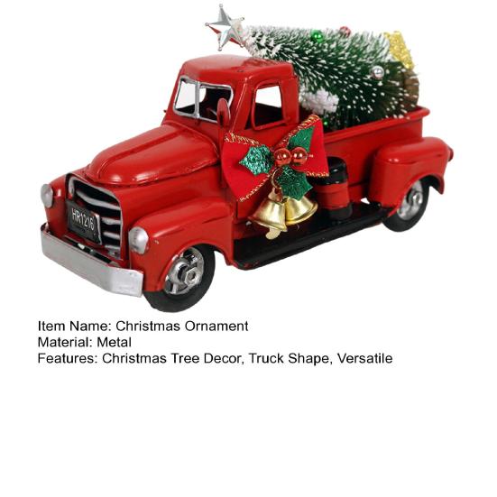 Christmas Ornament Retro Car Model Xmas Tree Bell Decor Anti-Rust Paint Surface Home Office Decoration