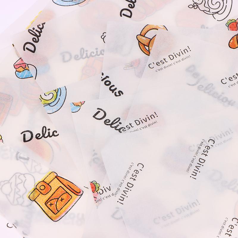 50Pcs Food Grade Baking Wax Paper Food Wrappers For Cake Pastry Wrapping Grease Paper For Festival Party Bread Burger Oilpaper