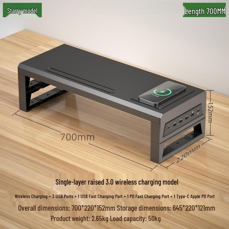 Gecko Double-Layer USB-C Monitor Riser with Expansion & Charging