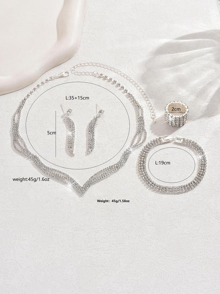 Three-Piece Bridal Rhinestone Necklace Jewelry Set