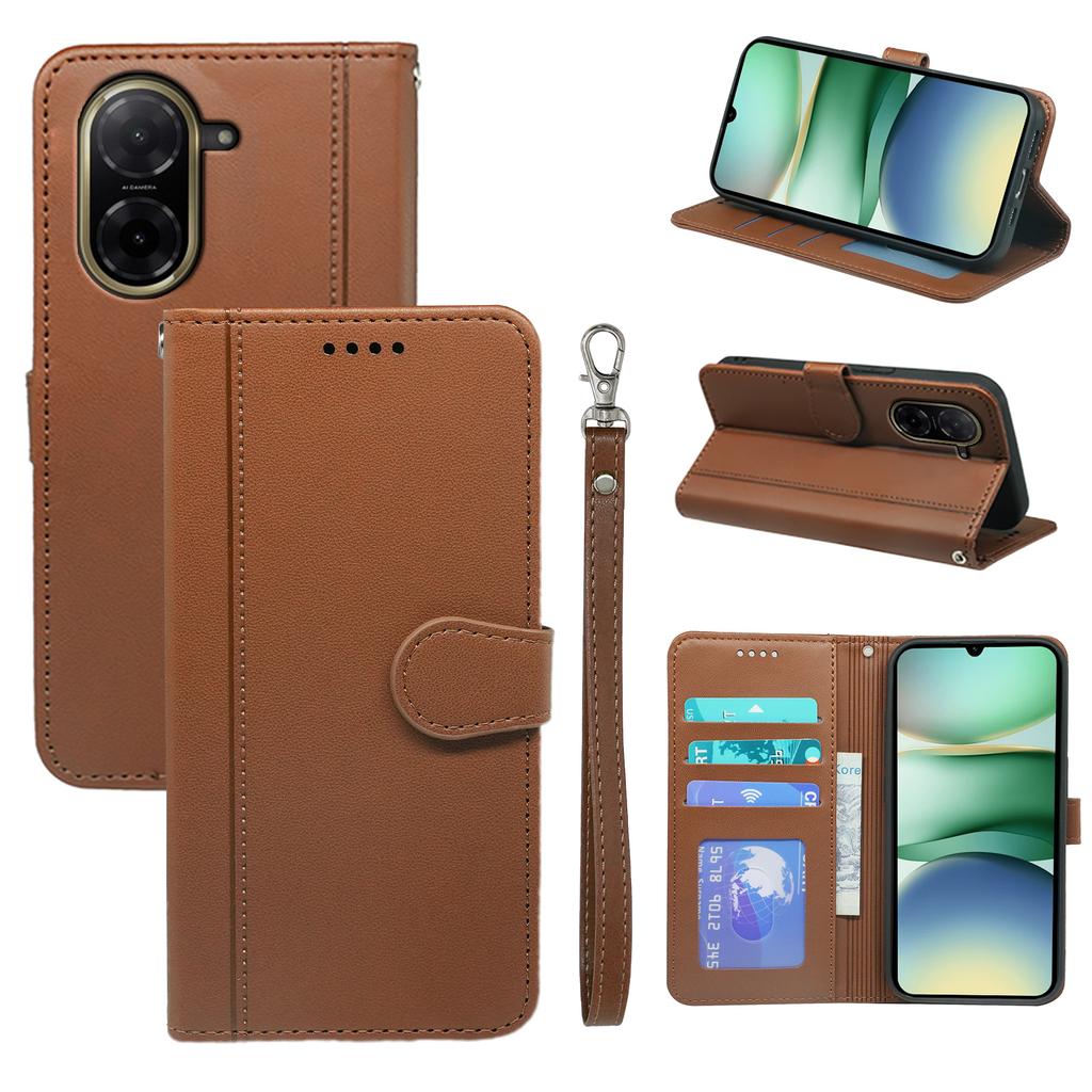 For Xiaomi Redmi A5 4G (171.7mm)/Poco C71 4G Wallet Case Magnetic Snap Leather Phone Cover with Strap