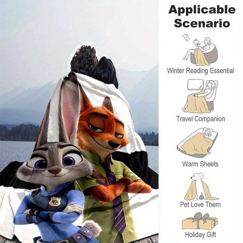 1 peça, Personagens do Filme Zootopia Cobertor de Decoração para Casa Perfeito para Sofá, Divã, Cama, Viagem, Acampamento, Carro, Praia, Soneca no Escritório Manta Macia Presente