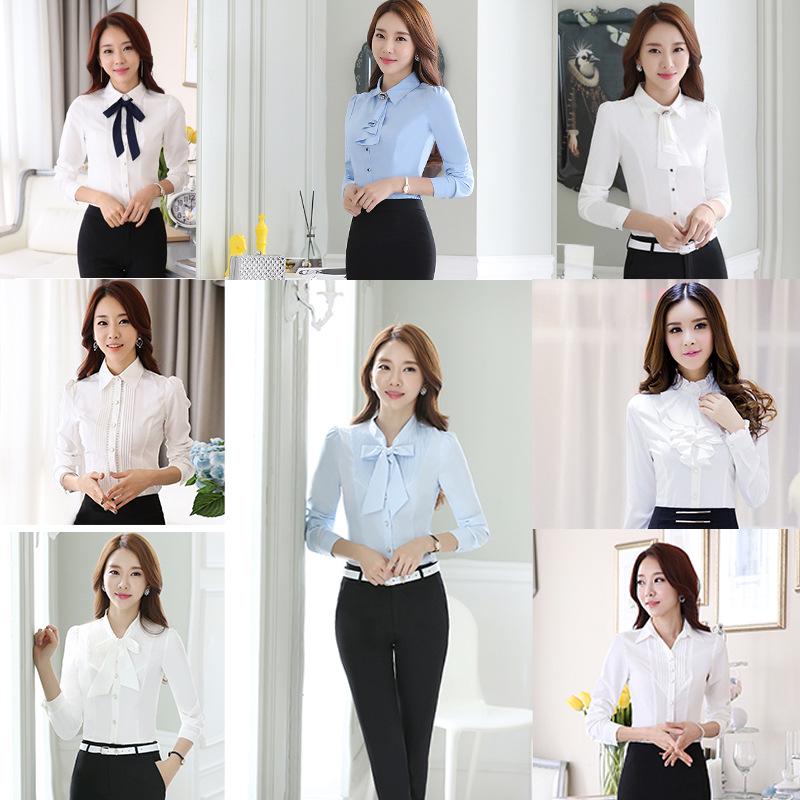 Women's Professional Long-Sleeve White Shirt for Autumn/Winter 2024