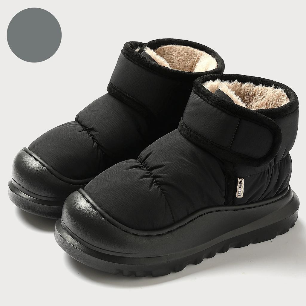 Waterproof Fleece Lined High Top Cotton Slippers Men's Winter Indoor Outdoor Wear Thickened Warm Anti Slip Covered Heel