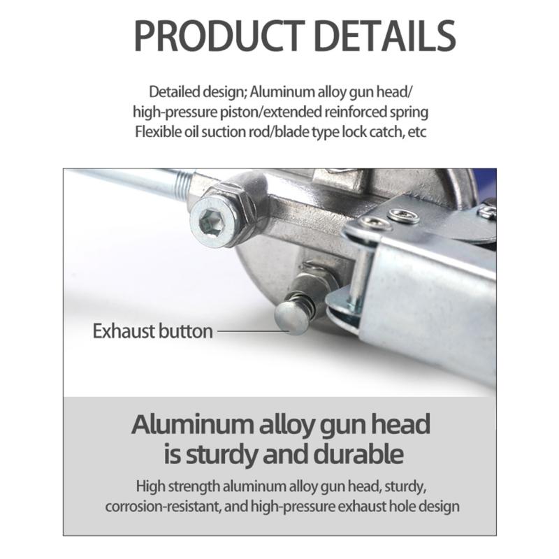 Heavy Duty Grip Grease Guns Aluminum Mini Grease Guns Kit Handheld Grease Filling Tool with Reinforced Hose for Car