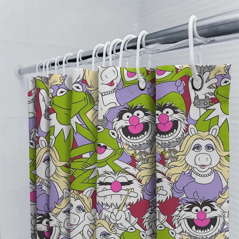 Duschvorhang mit Cartoon-Muster, Kinderzimmerdekoration, bunter Tierdruck, wasserdichter Badezimmervorhang.