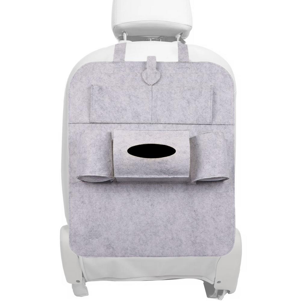 Seat Back Protector Waterproof Multiple Pockets Felt Protector For Seat Back Easy Installation Car Interior Storage Bag