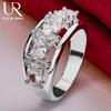925 Sterling Silber Vier Runde AAA Zirkon Ring Hochzeit Schmuck