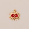 Simple Eight-Pointed Star Tarot Pendant with Moon, Sun, Star, Devil's Eye Design, Drip Oil, and Rhinestone Inlays In Copper.