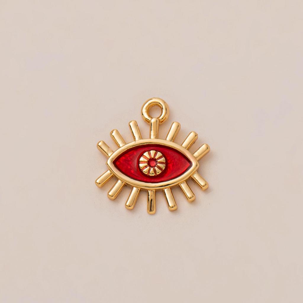 Simple Eight-Pointed Star Tarot Pendant with Moon, Sun, Star, Devil's Eye Design, Drip Oil, and Rhinestone Inlays In Copper.