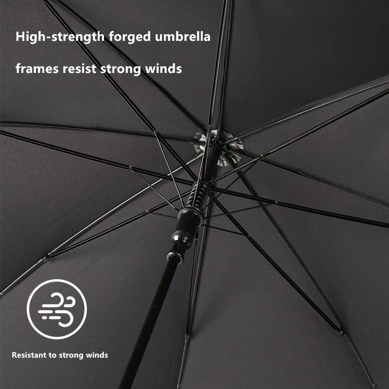 Semi-automatic Straight-handle Umbrella Reinforced Wind-resistant Solid Wood Curved Handle Long-handled Business Golf Umbrella
