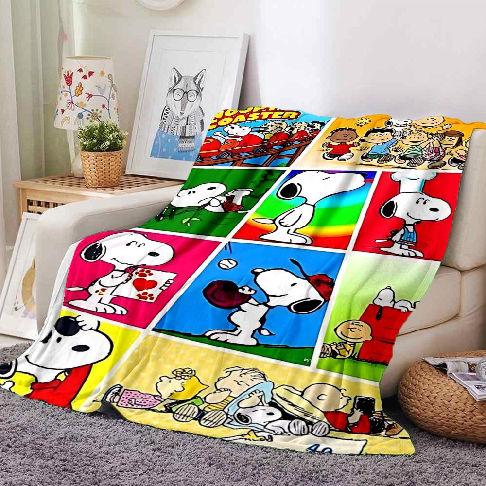 1pc Snoopys Valentine Collage flannel Blanket for Super Soft Cute Comfort Blanket for Travel Bedding Couch Sofa Blanket Y7306