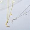 New Fashion Simple Temperament Full Crystal Sparking Star And Moon 925 Sterling Silver Jewelry Crescent Necklaces TYB115