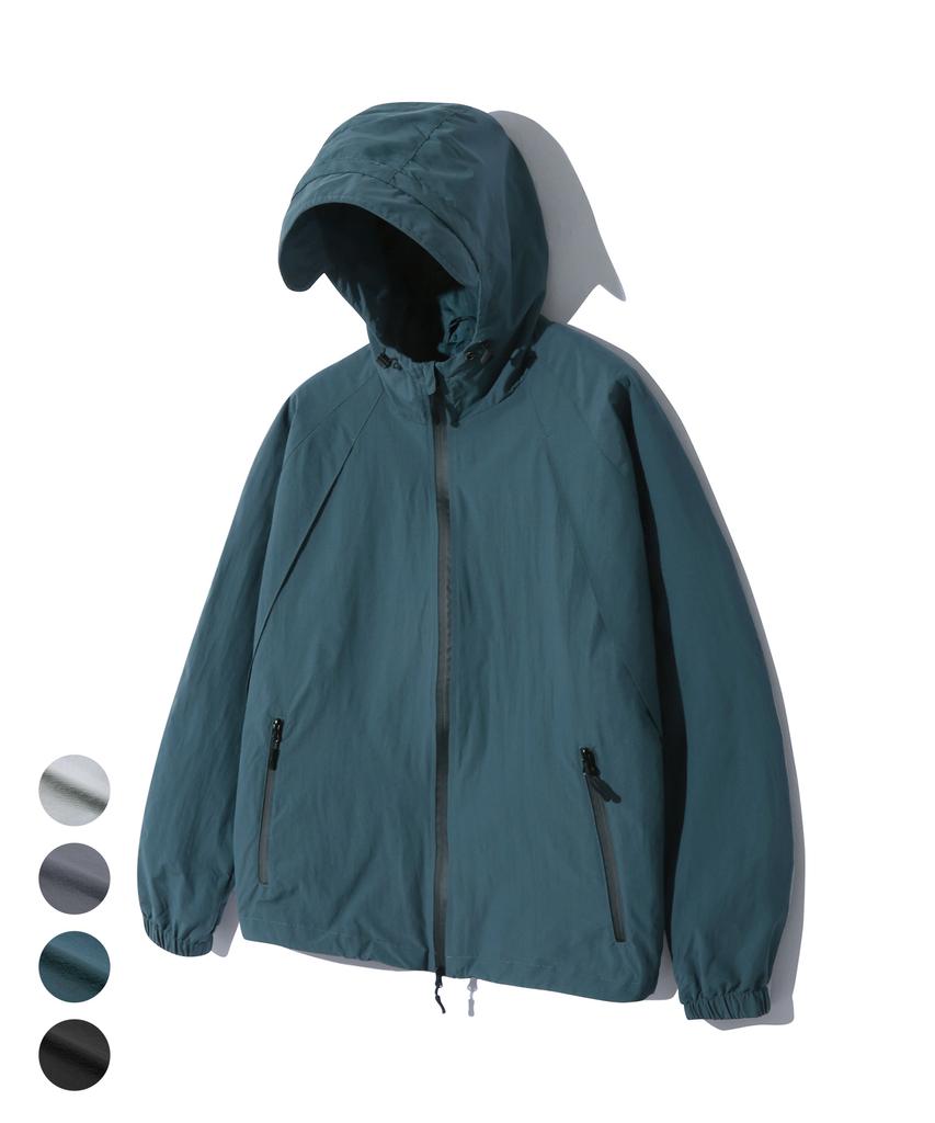 Trillion Division Nylon Hooded Zip-Up Windbreaker Jacket_4Color