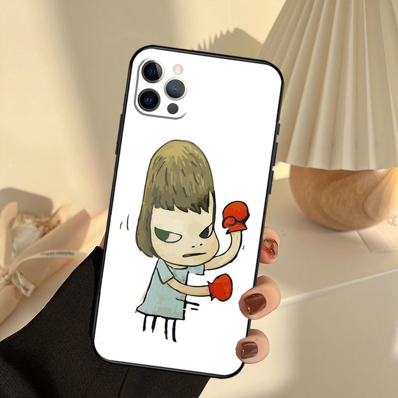 Japan Yoshimoto Nara Cartoon Girl Case For iPhone 11 12 13 14 15 16 Pro Max Cover For iPhone 13 12 Mini XR X XS Plus