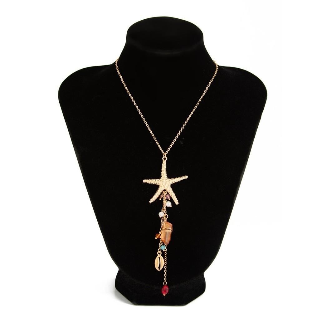 Crystal Pendant Starfish Shell Earrings Long Tassel Sea Series Necklace Resort Wear