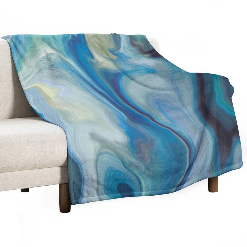 Cool Ocean Pools Marble Pattern - Blue Palette Throw Blanket For Sofa Thin Sofa Throw Sofas Sleeping Bag Blankets