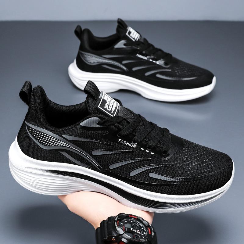 Men Plus Size Casual Running Sneakers, Light Breathable Odor Resistant Single Shoes For Dad