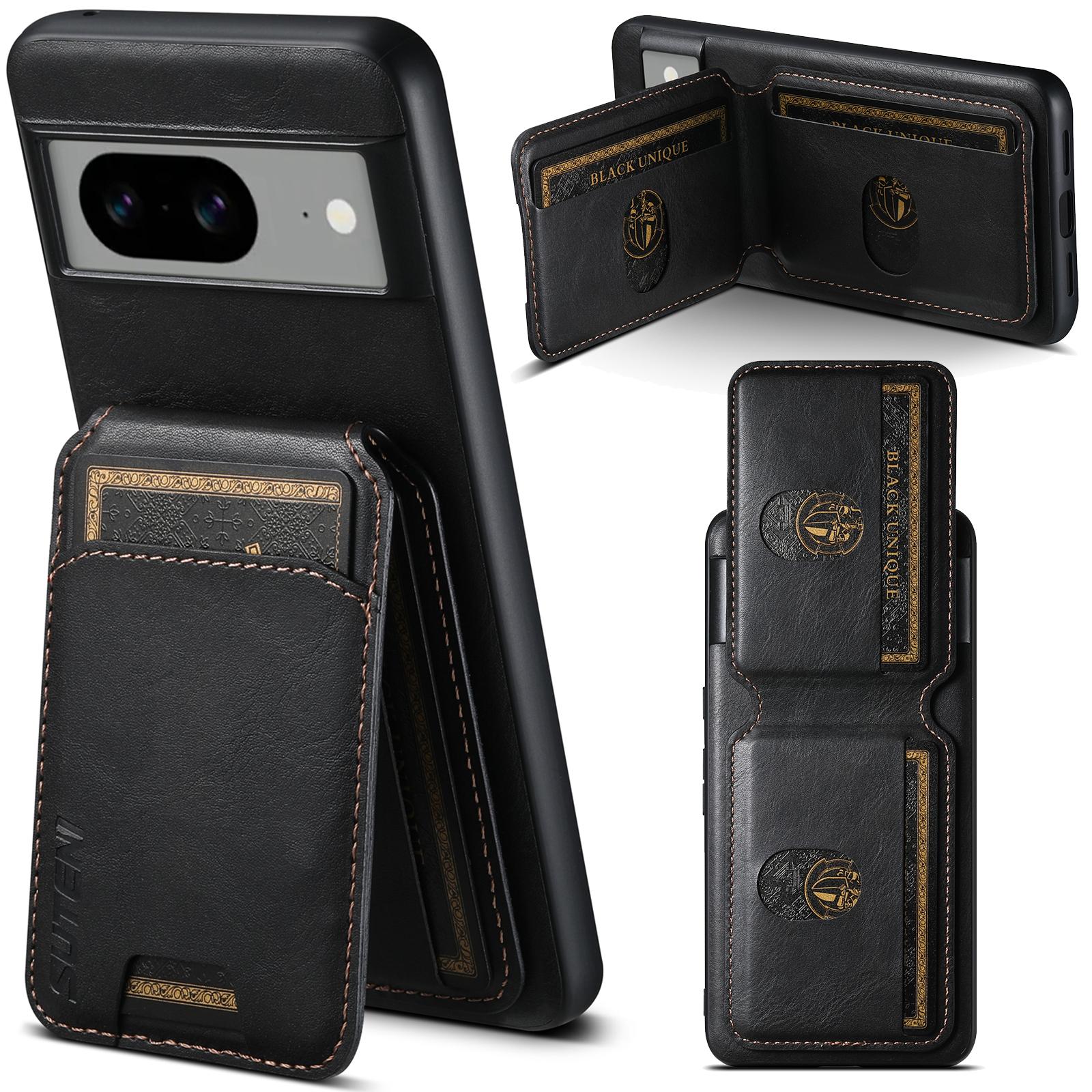 

Frosted Feel SUTENI Luxury Faux Leather Stand Card Holder Phone Case for Google Pixel 10 9 Pro XL 8 Pro 7 6 A Protective Cover Google Pixel 10 чорний