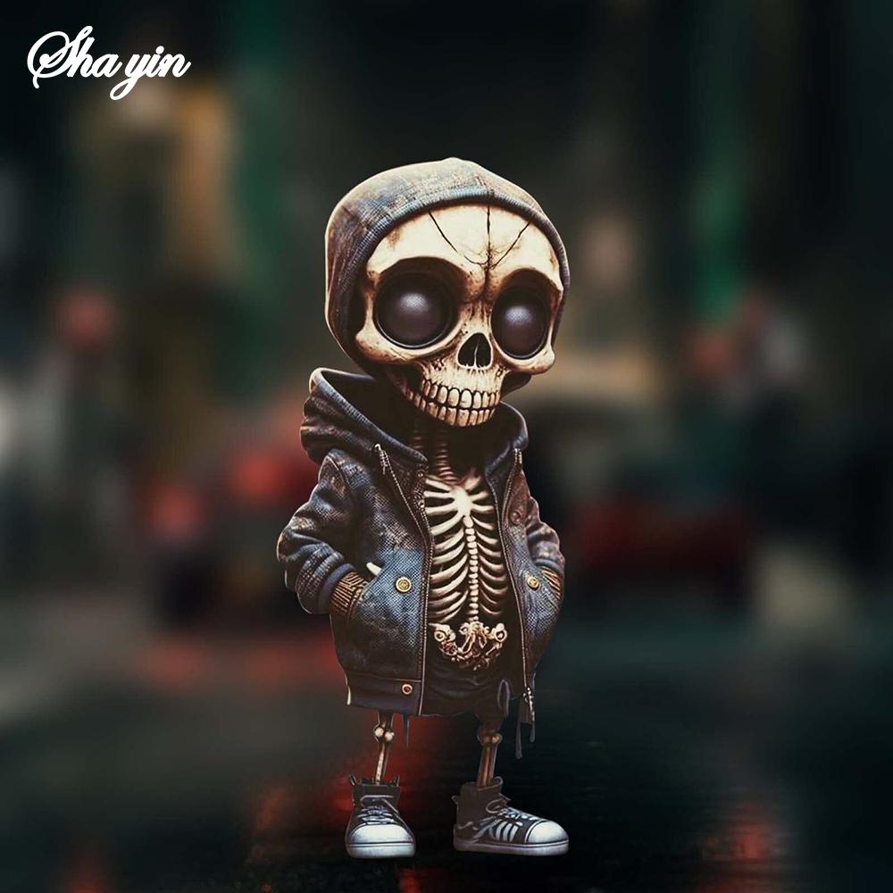 Halloween Skeleton Doll Resin Ornament Alien Hoodie Ghost Festival Party Desktop Courtyard Decorationv