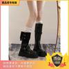 Black retro British style thick heel thick-soled boots women's autumn and winter new boots tall and thin knight boots