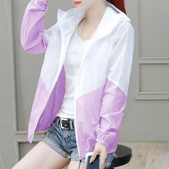 Women's Sun Protection Jacket Full Zip Thin Hoodie Jacket Athletic Workout Anti UV Windbreaker Quick Dry Hiking Coat for Outdoor Camping