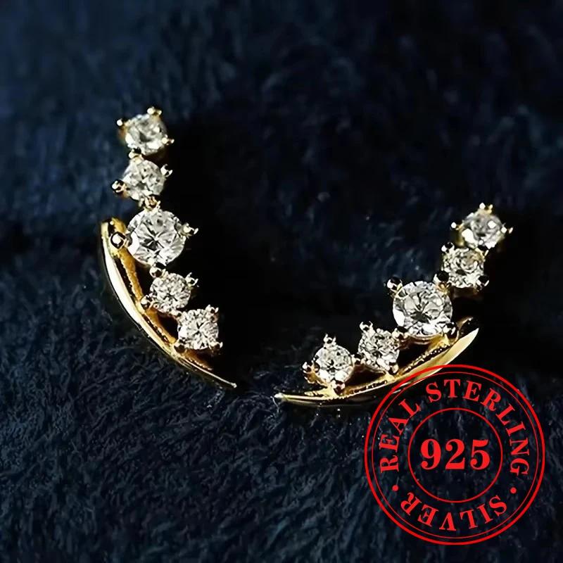 Gorgeous Stud Earrings  Sterling Silver Dazzling Exquisite Flower Design Accessory Luxury Trendy Bridal Jewelry Gifts