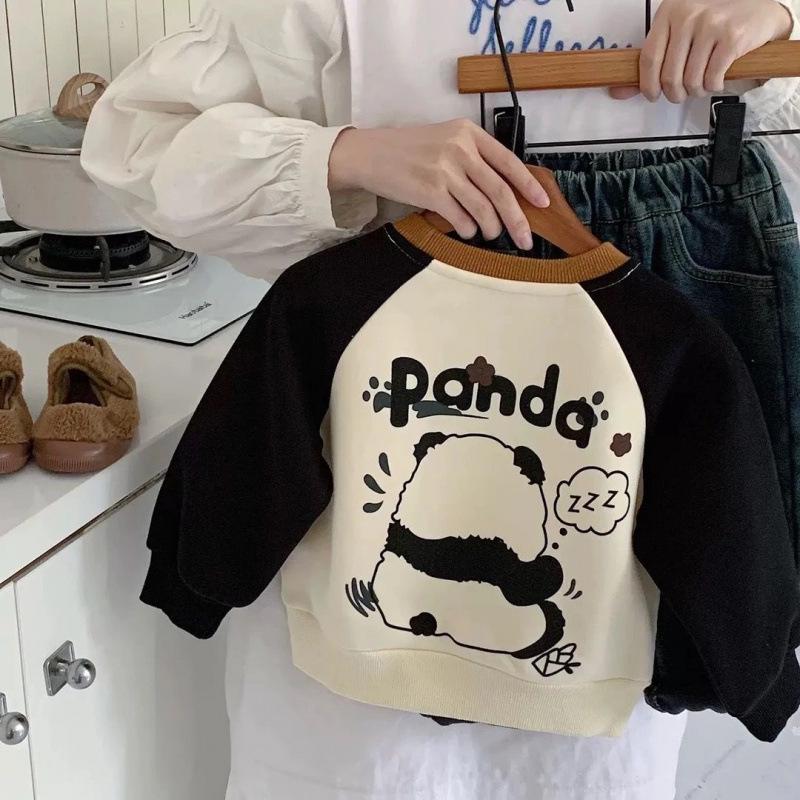 Unisex Winter Cartoon Hoodie for Babies & Toddlers: Fleece-Lined with Raglan Sleeves & Color Blocking