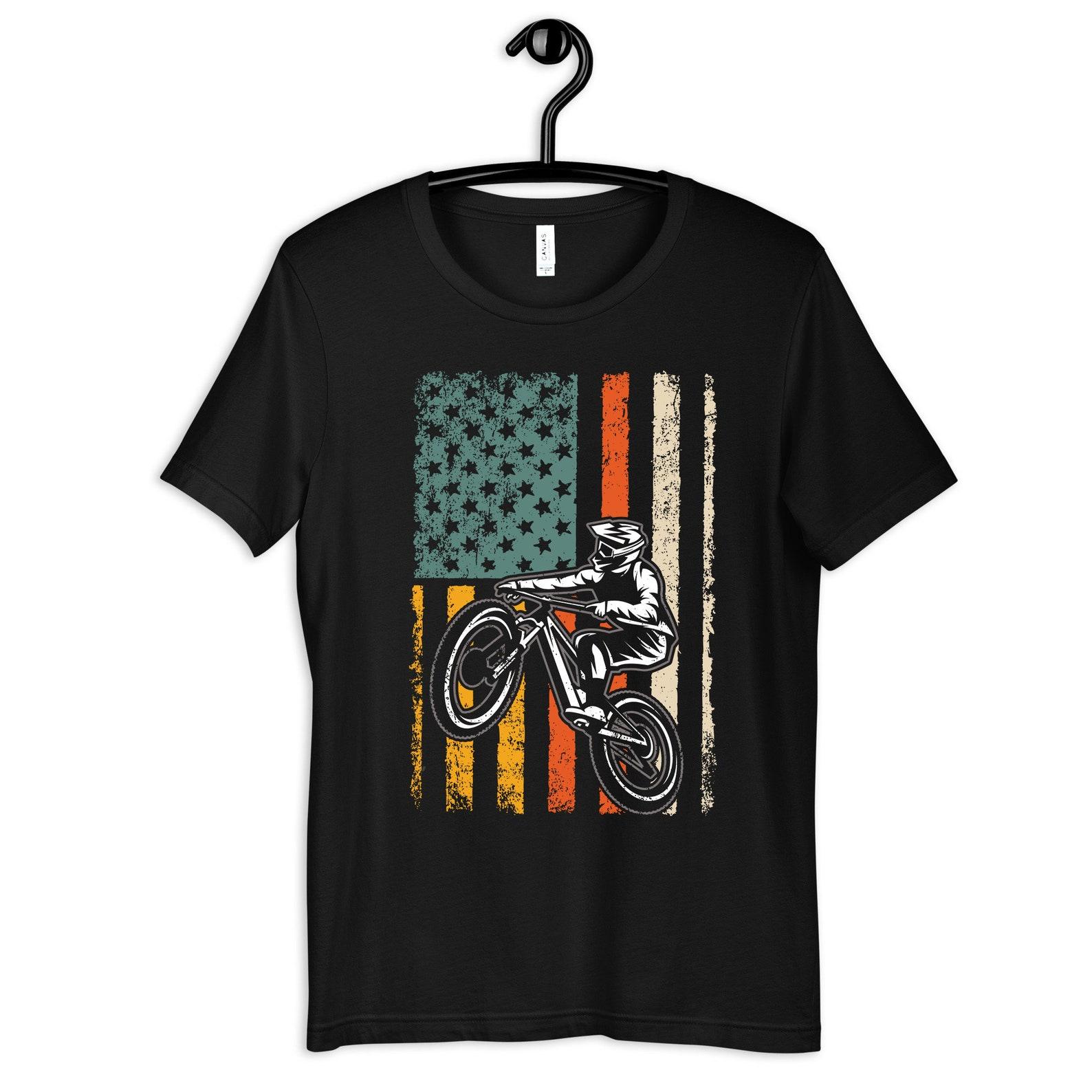 Mountain Biker USA Flag Shirt, American Mountain Biking T-Shirt, BMX Patriotic Tee, T-shirt,T-shirt, T-shirt, Tank Top 3XL