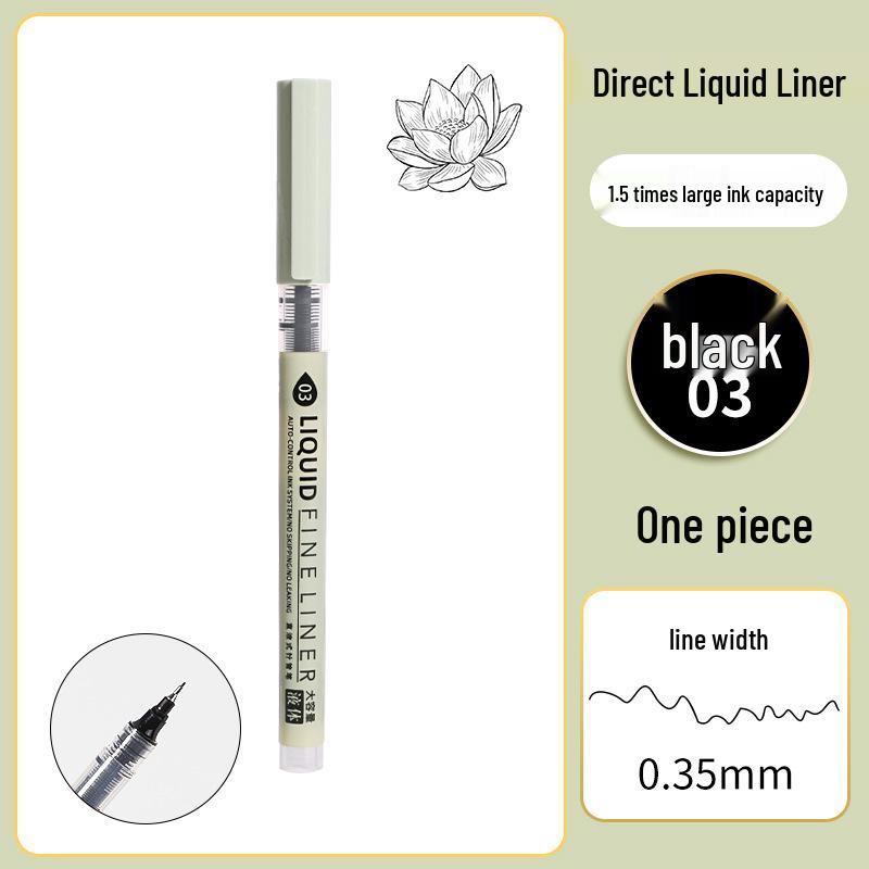 High-Capacity Black Waterproof Fine Liner Brush Pen for Students & Artists