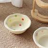 Anti Slip Ceramic Cat Bowl 15 Degree Inclined Flower Elevated Cat Water Bowl Wooden Stand Elevated Cat Feeding Station