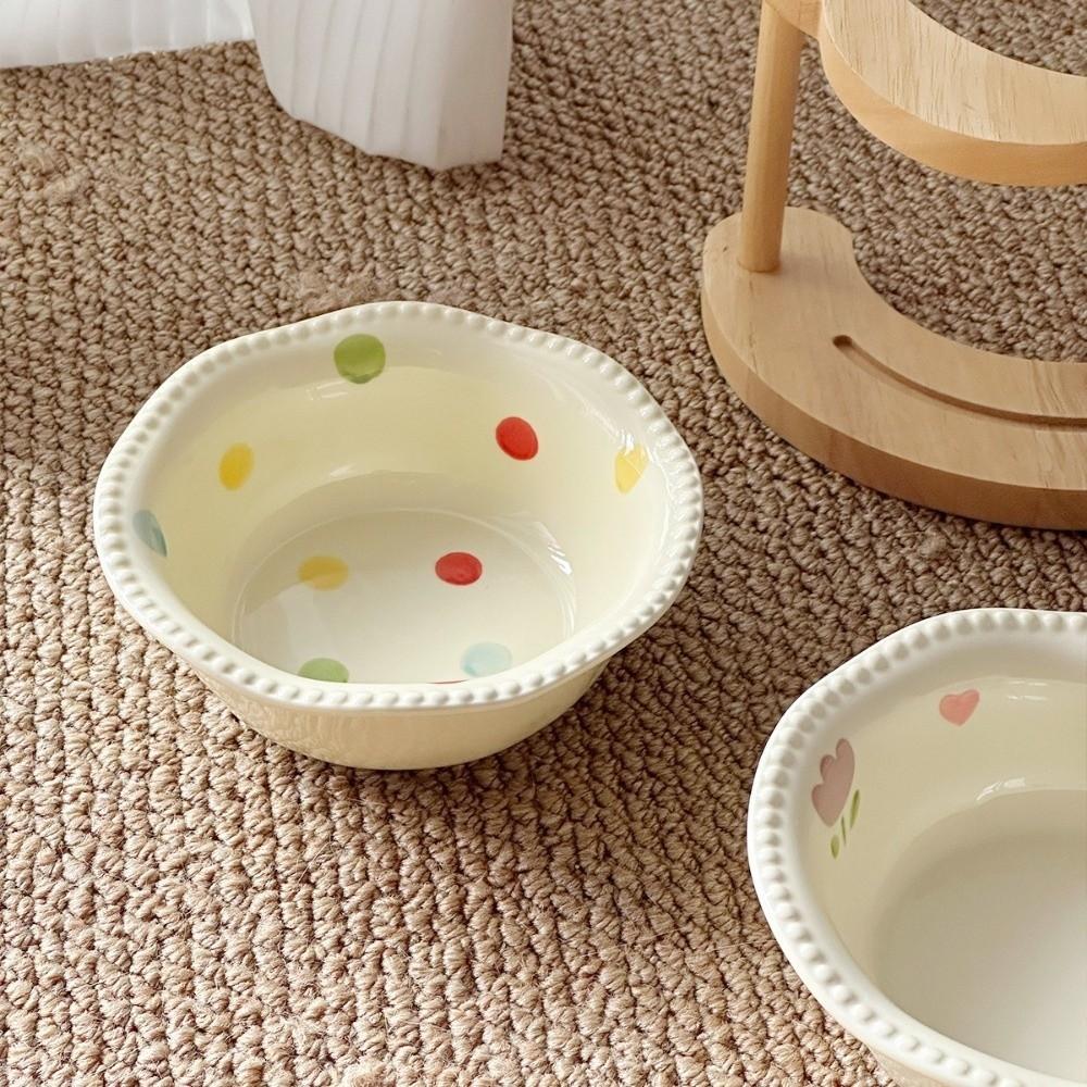 Anti Slip Ceramic Cat Bowl 15 Degree Inclined Flower Elevated Cat Water Bowl Wooden Stand Elevated Cat Feeding Station