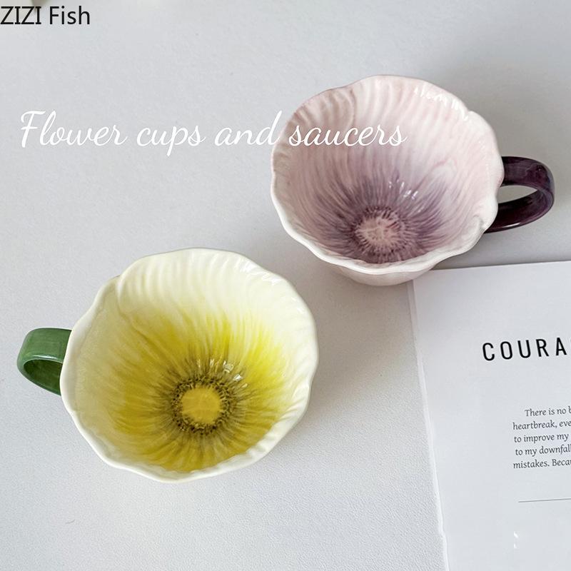 Gänseblümchen Bemalte Porzellantasse Reizende Blume Dekorative Kaffeetasse Esstisch Milchtassen Nachmittagstee Teetasse Früchte Safttasse