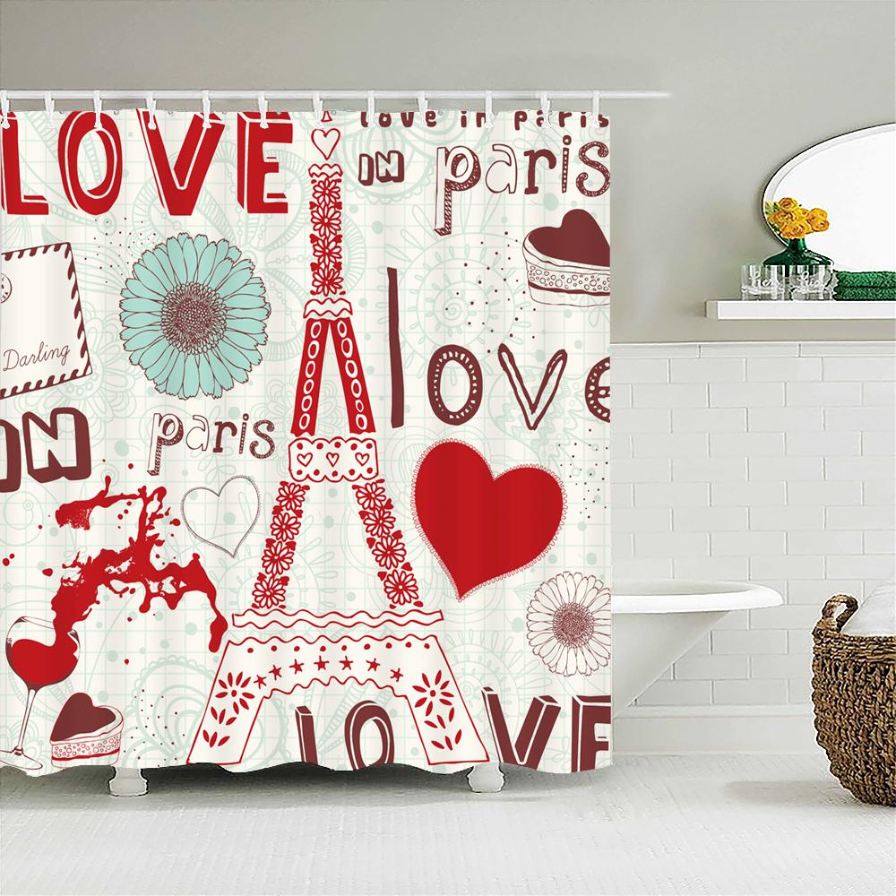 Paris Tower Paris Landskap Duschdraperier Badrum Vattentätt Badgardin Polyestertyg Badkar Badgardin 180*180cm