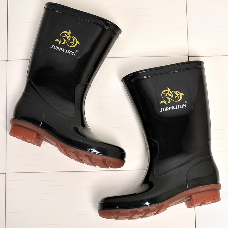 Men's Mid-Tube Rain Boots, Non-Slip Waterproof Construction Site Labor Protection Rubber Water Shoes
