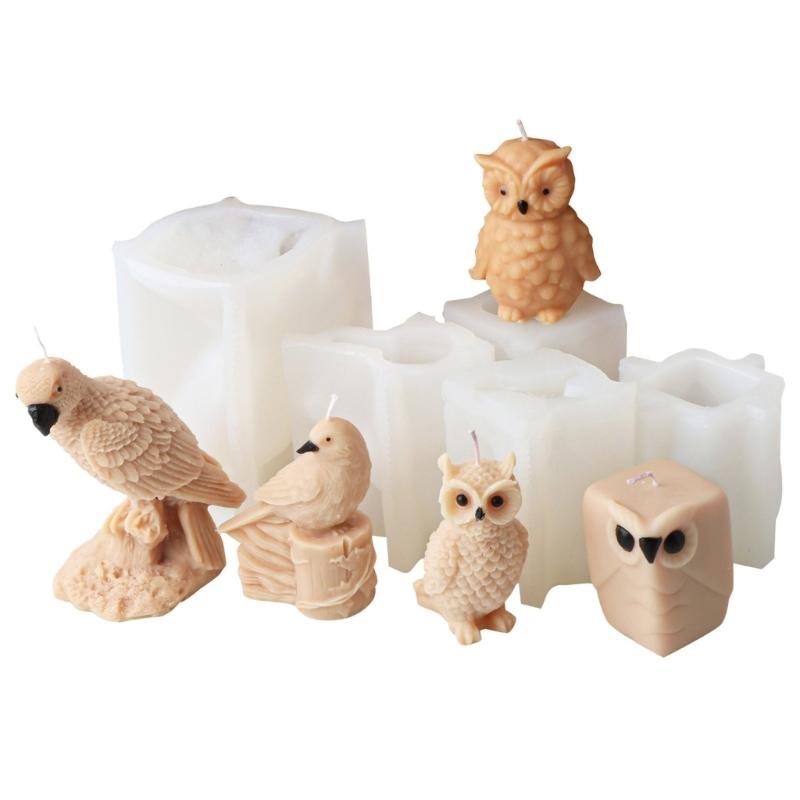 Standing Owl Candle Molds Animal Silicone Mould Plaster Molds Handmade Parrot Molds Ornament Molds Epoxy Resin Molds
