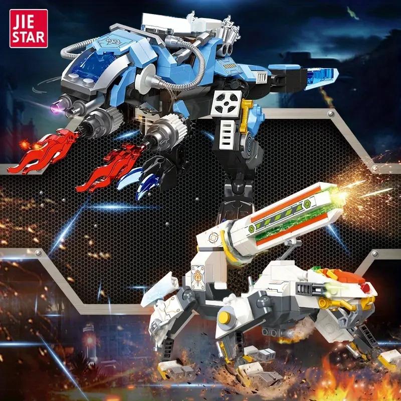 Dinosaurus Mecha Stavebnice Modrý Dinosaurus Bílý Pes Mecha Sestavovací Kostky Model Stolní Dekorace Dětský Sváteční Dárek