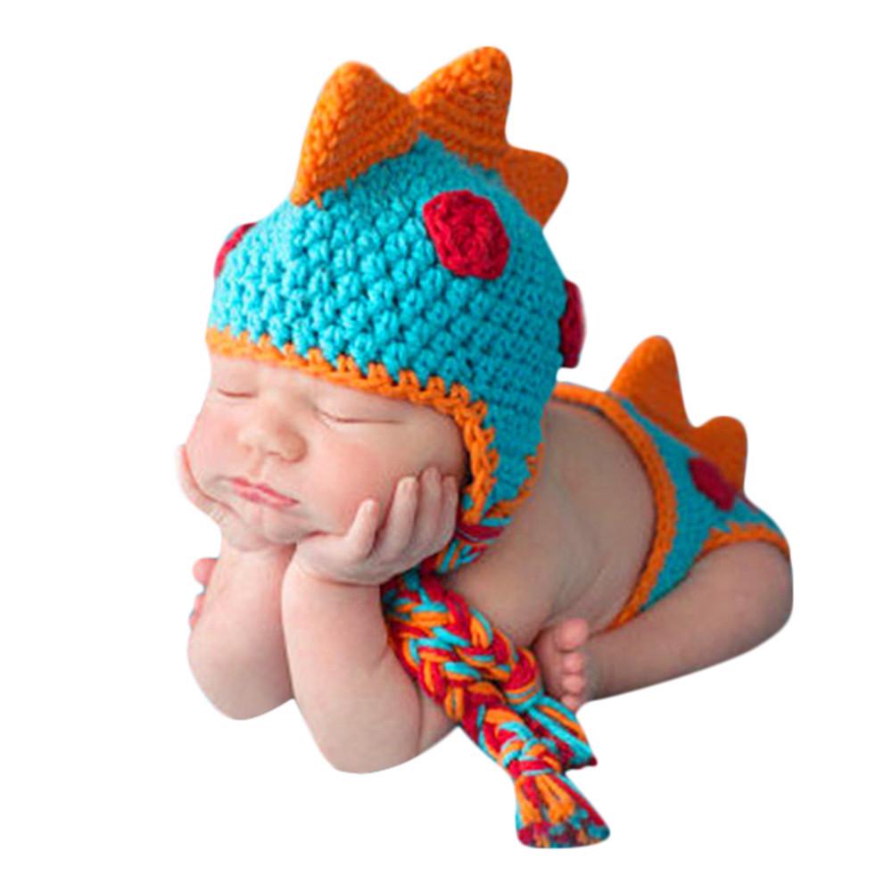 Baby Boy Dinosaur Outfit Newborn Photography Props Knit Infant Infant Accessorie