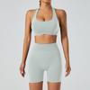 Yoga Outfit Women Seamless High Elastic Shorts Sports Bra Set With Moisture Wicking For Fitness And Running