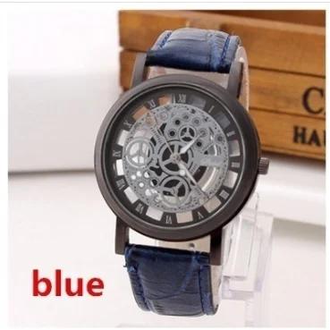 Fashion Business Skeleton Watch Men Wristwatch Leather Band High-end and High-Grade Women Clock